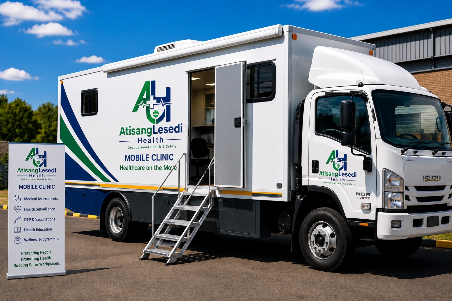 Atisang Lesedi Health mobile clinic trailer